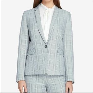 TAHARI Womens Gray One
Button Plaid Wear to Work
Jacket